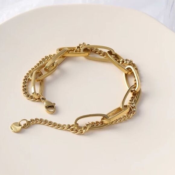 #36 Re-Stocked❗️18K Gold Plated Chunky Double Chain Bracelet - Picture 5 of 7